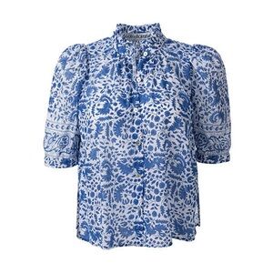 NWOT ALIX OF BOHEMIA WINNIE PERI COTTON BLOUSE IN CORNFLOWER SZ S